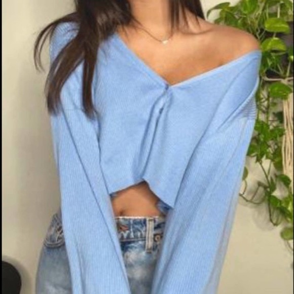 Brandy Melville Sweaters - Vintage Baby Blue Cropped Cardigan